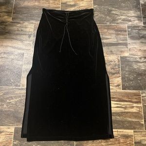 Y2k Goth  Black Velvet Maxi Skirt